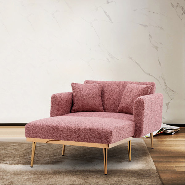 Everly Quinn Velvet Accent Chair with Ottoman Wayfair